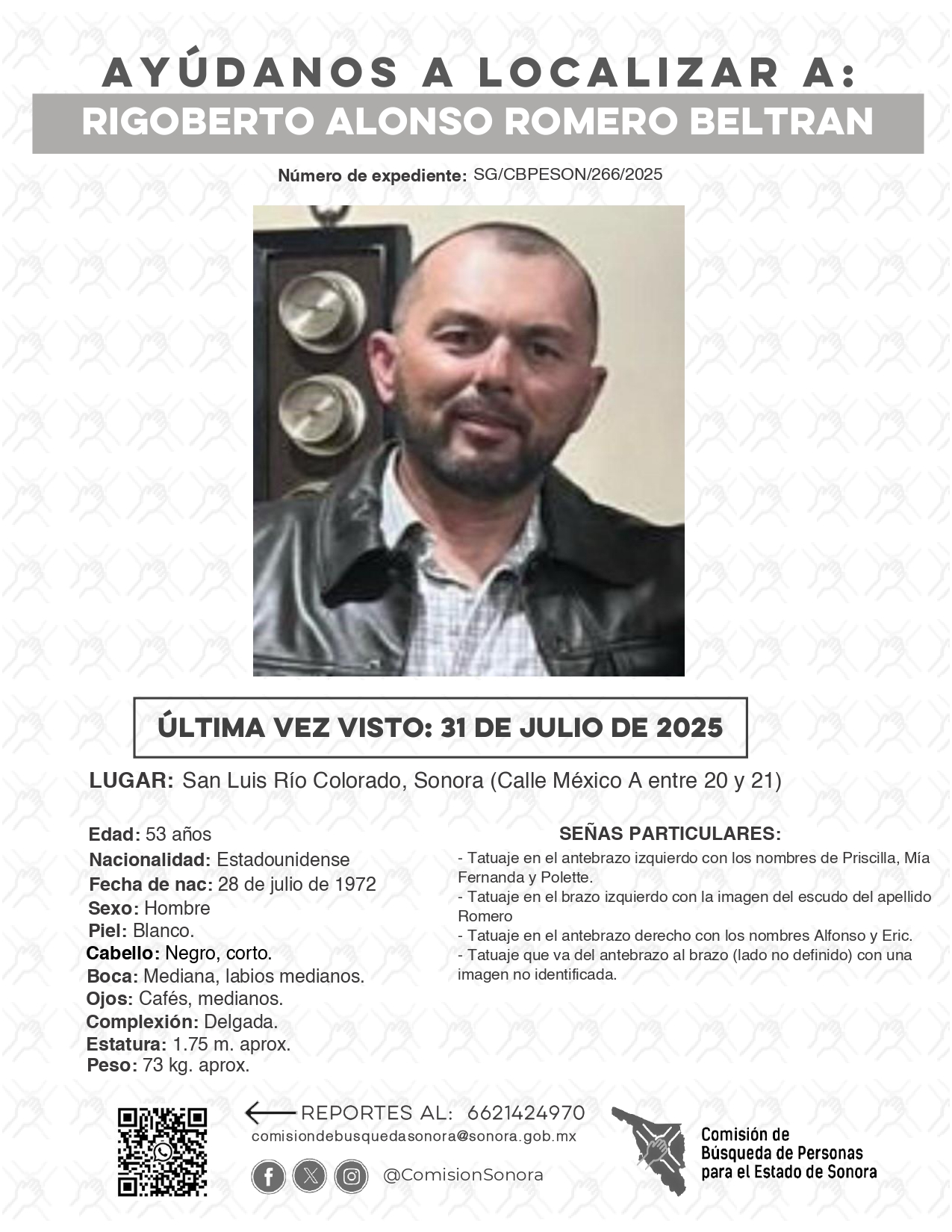 RIGOBERTO ALONSO ROMERO BELTRAN - DESAPARECIDO