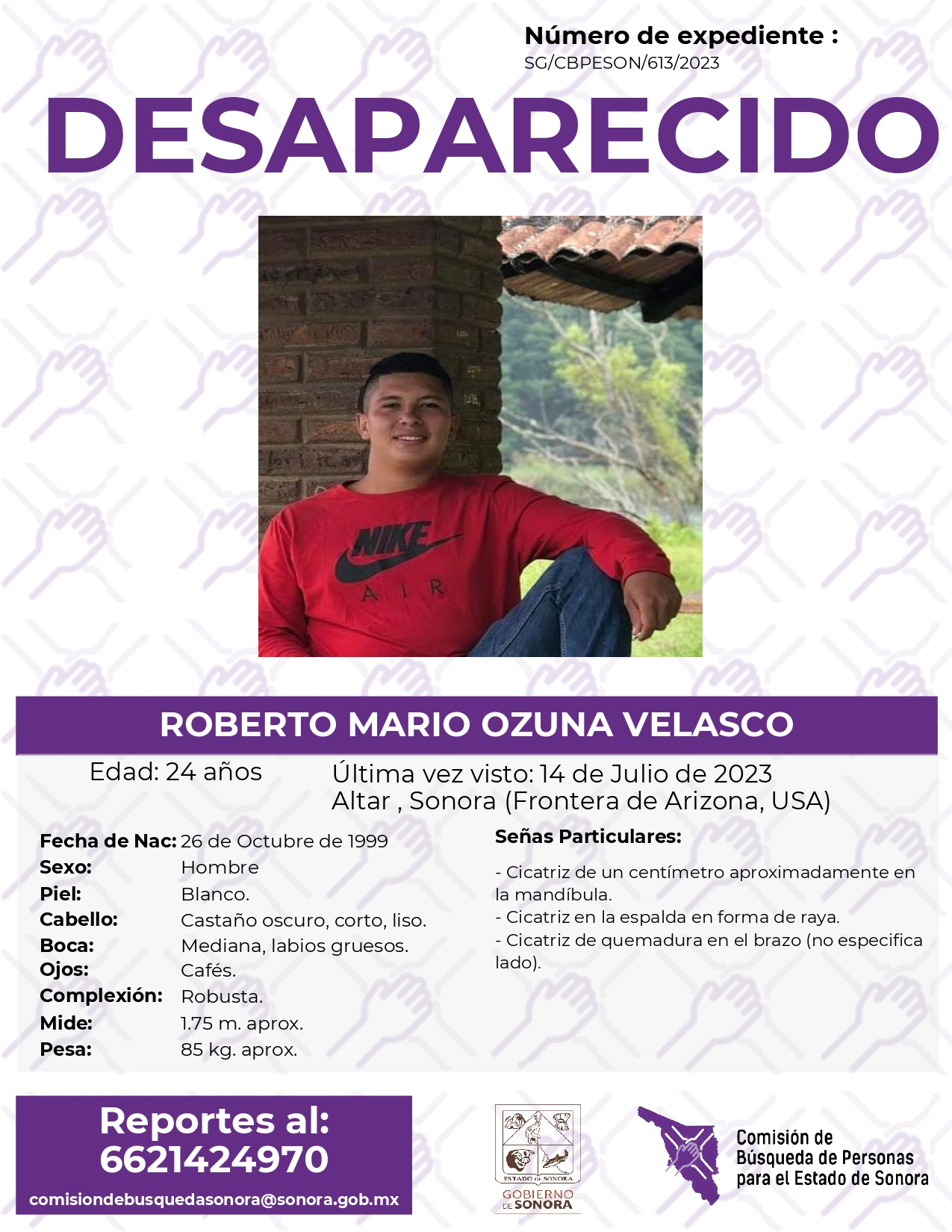 ROBERTO MARIO OZUNA VELASCO - DESAPARECIDO