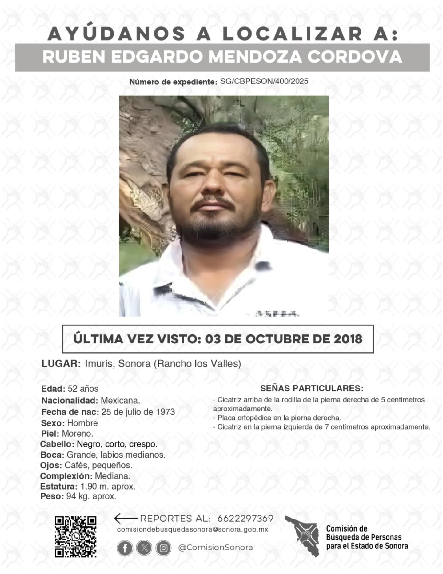 RUBEN EDGARDO MENDOZA CORDOVA - DESAPARECIDO