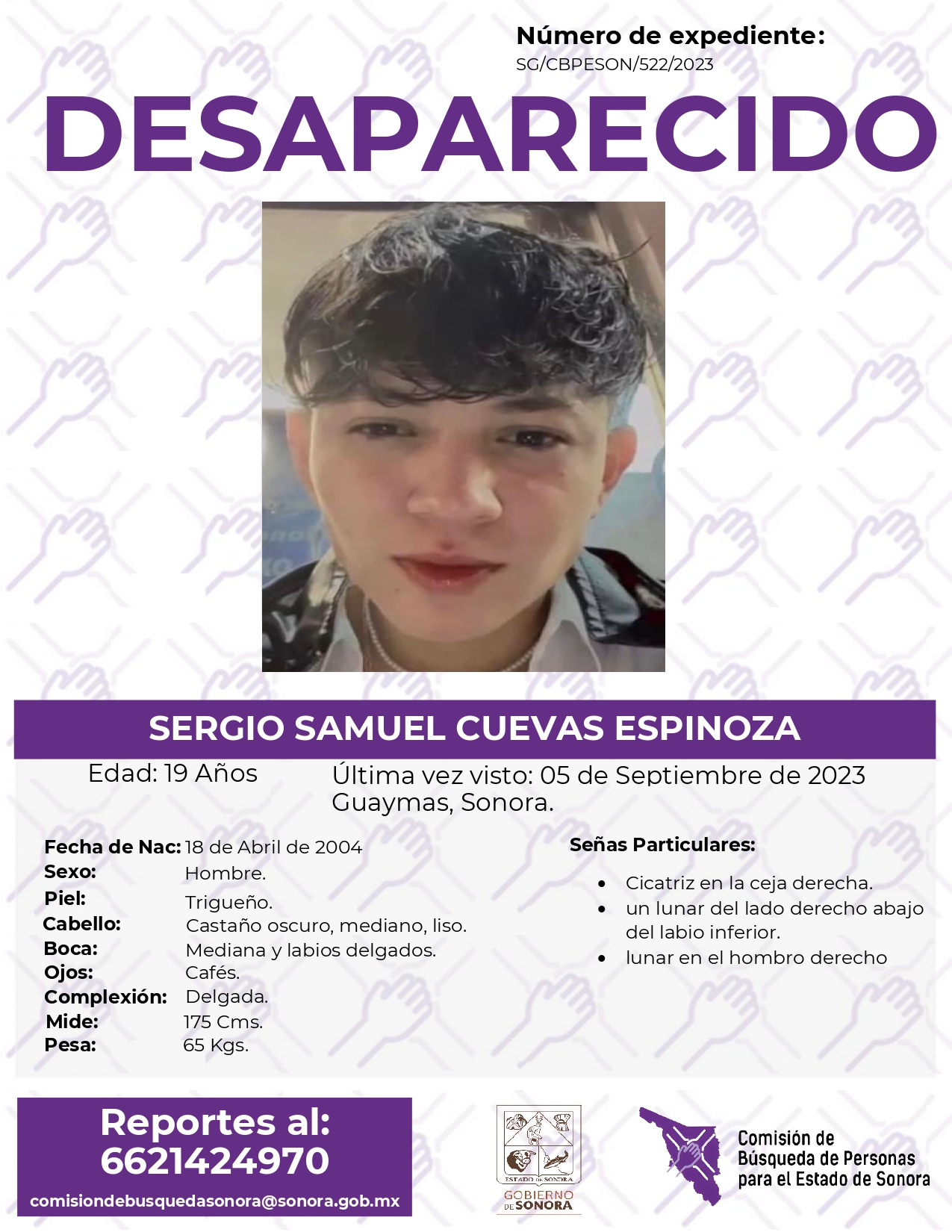 SERGIO SAMUEL CUEVAS ESPINOZA - DESAPARECIDO