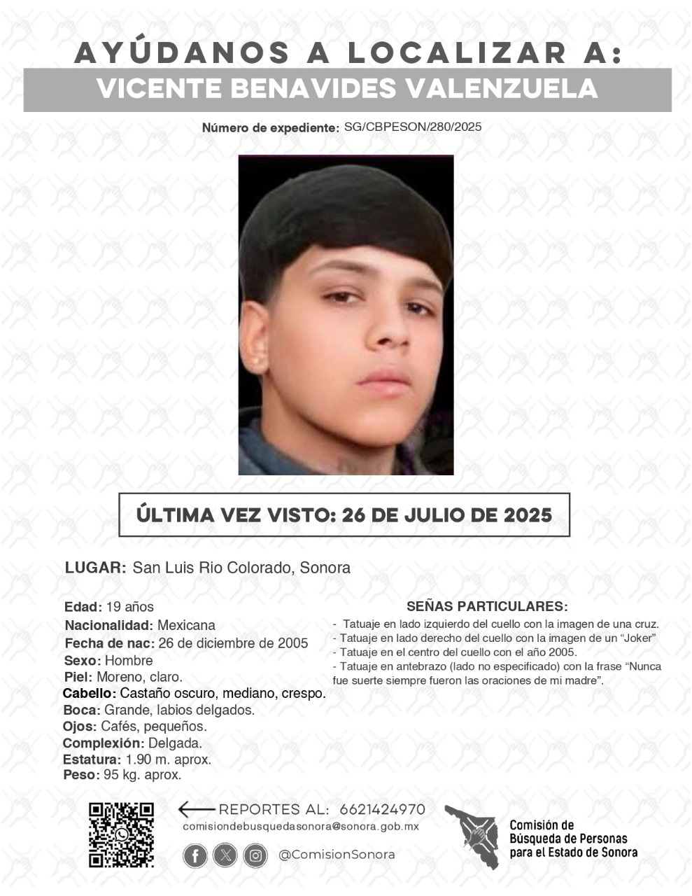 VICENTE BENAVIDES VALENZUELA - DESAPARECIDO