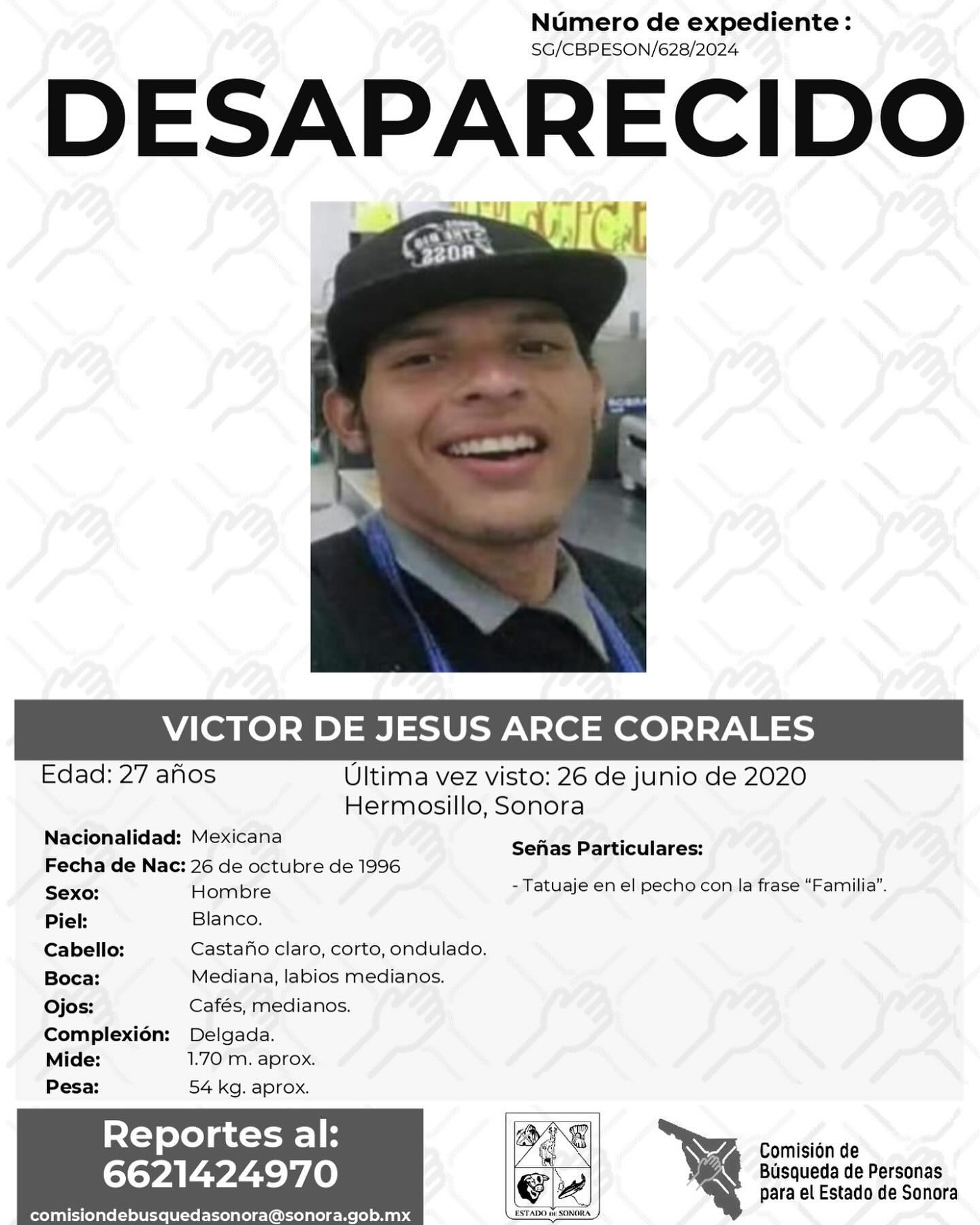 VICTOR DE JESUS ARCE CORRALES - DESAPARECIDO