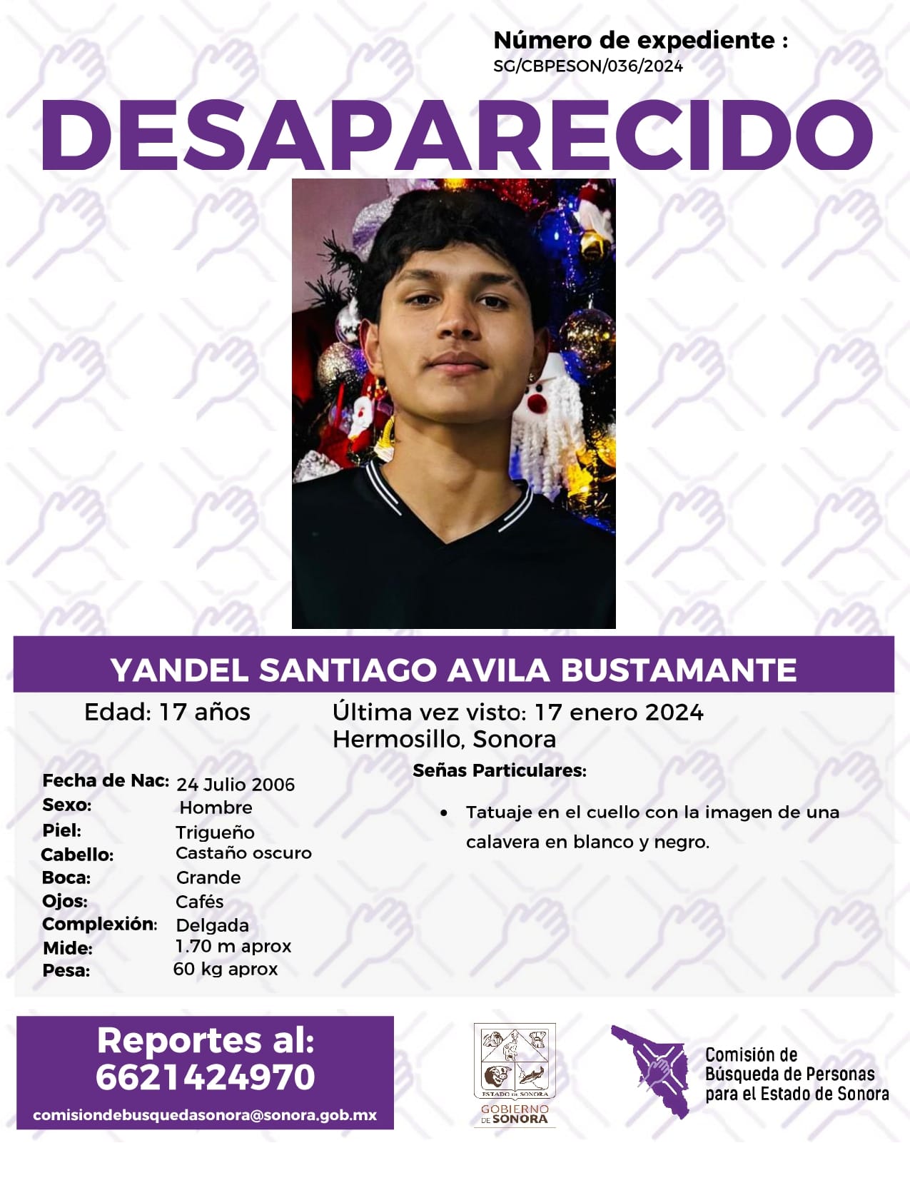 YANDEL SANTIAGO ÁVILA BUSTAMANTE - DESAPARECIDO