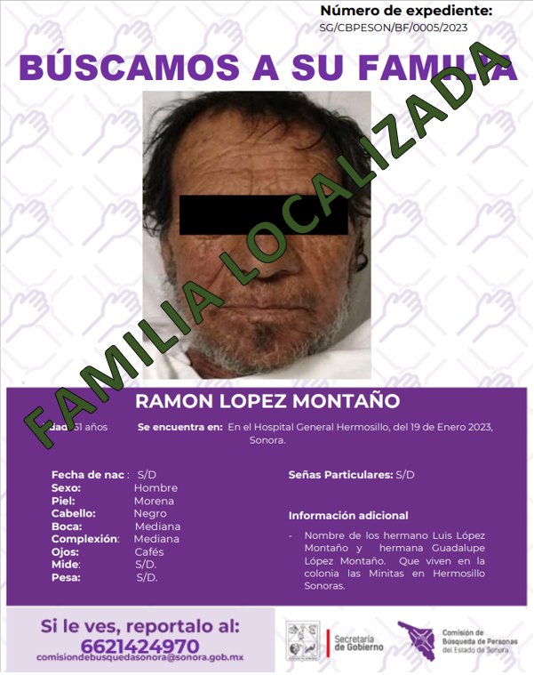 RAMON LOPEZ MONTAÑO - FAMILIA LOCALIZADA