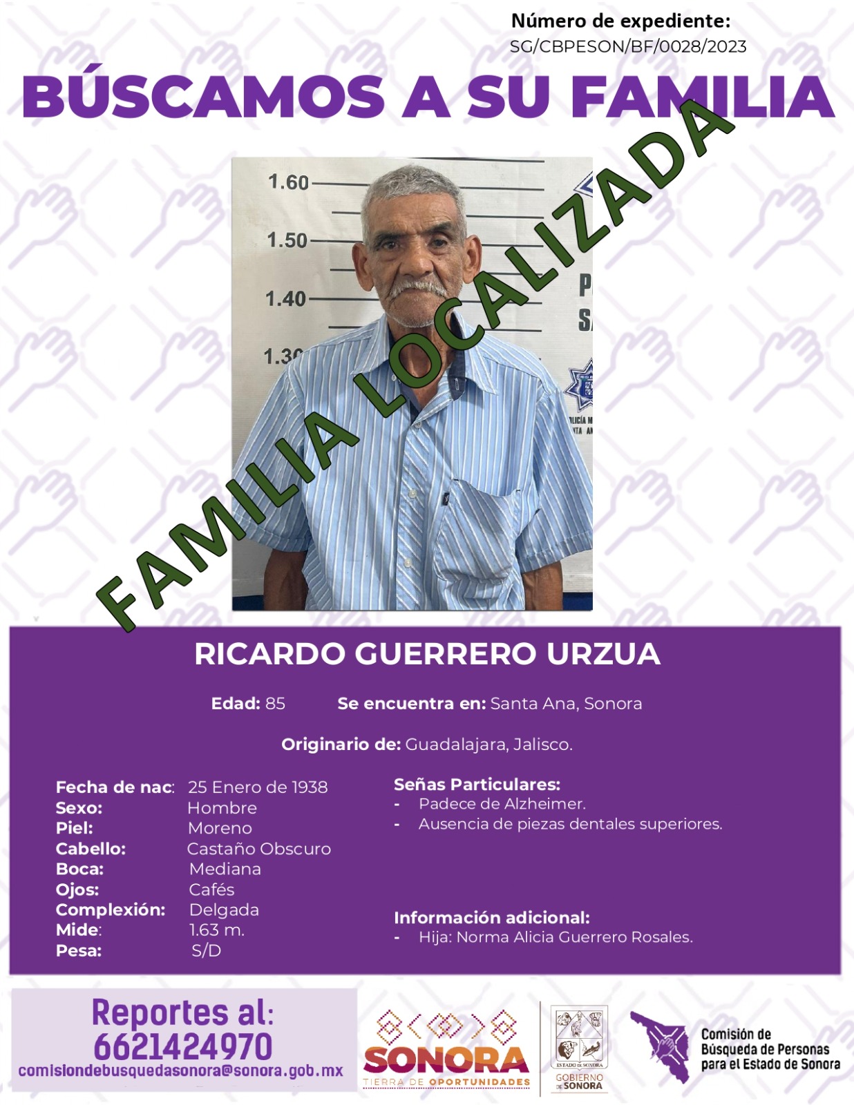 RICARDO GUERRERO URZUA - FAMILIA LOCALIZADA