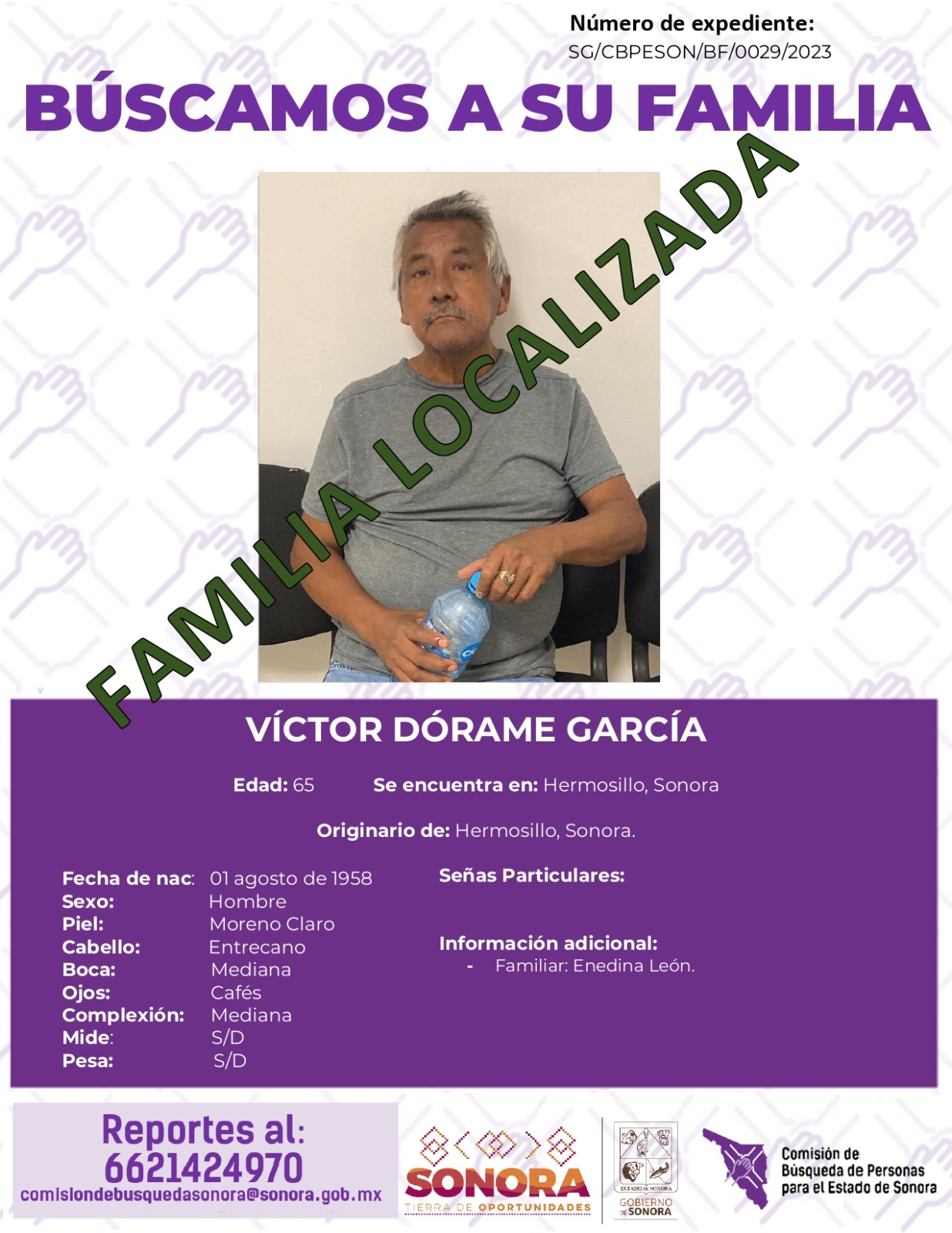 VICTOR DORAME GARCIA - FAMILIA LOCALIZADA