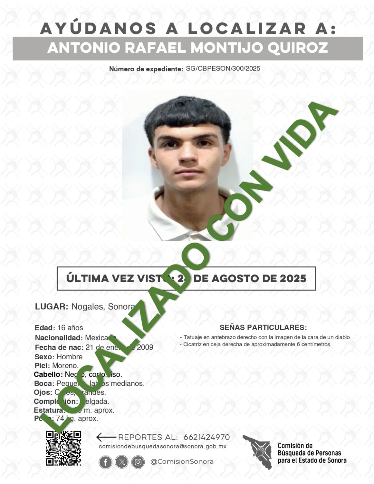ANTONIO RAFAEL MONTIJO QUIROZ - LOCALIZADO CON VIDA