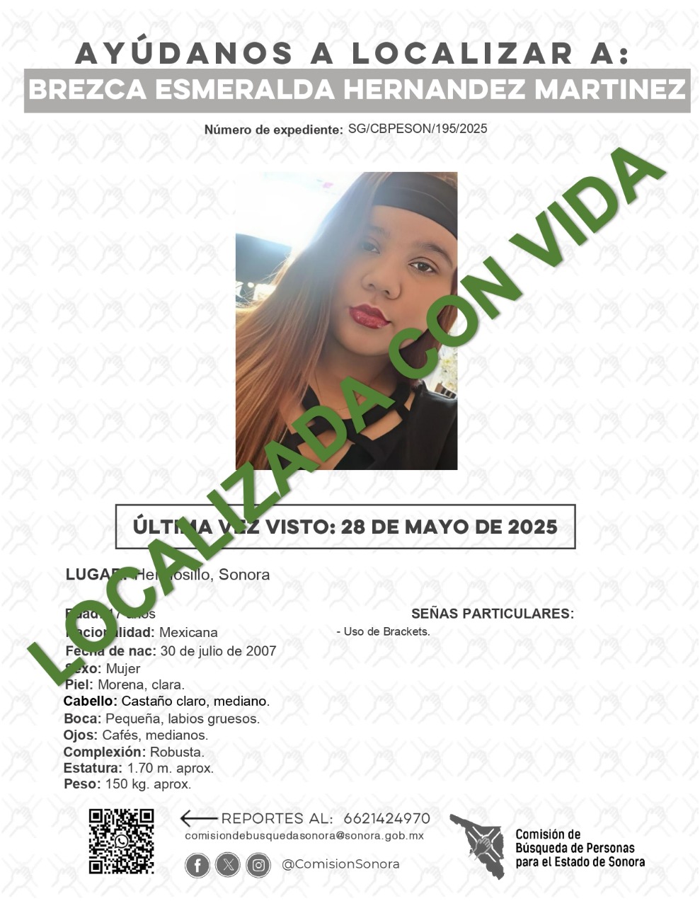 BREZCA ESMERALDA HERNANDEZ MARTINEZ - LOCALIZADA CON VIDA