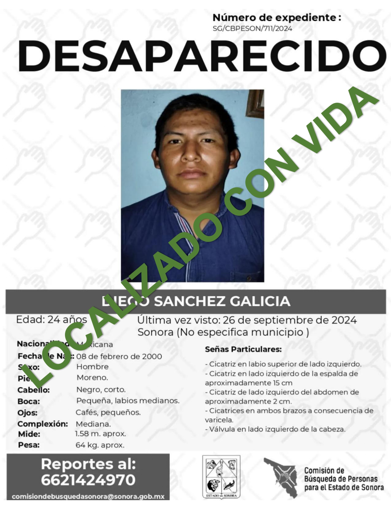DIEGO SANCHEZ GALICIA - LOCALIZADO CON VIDA