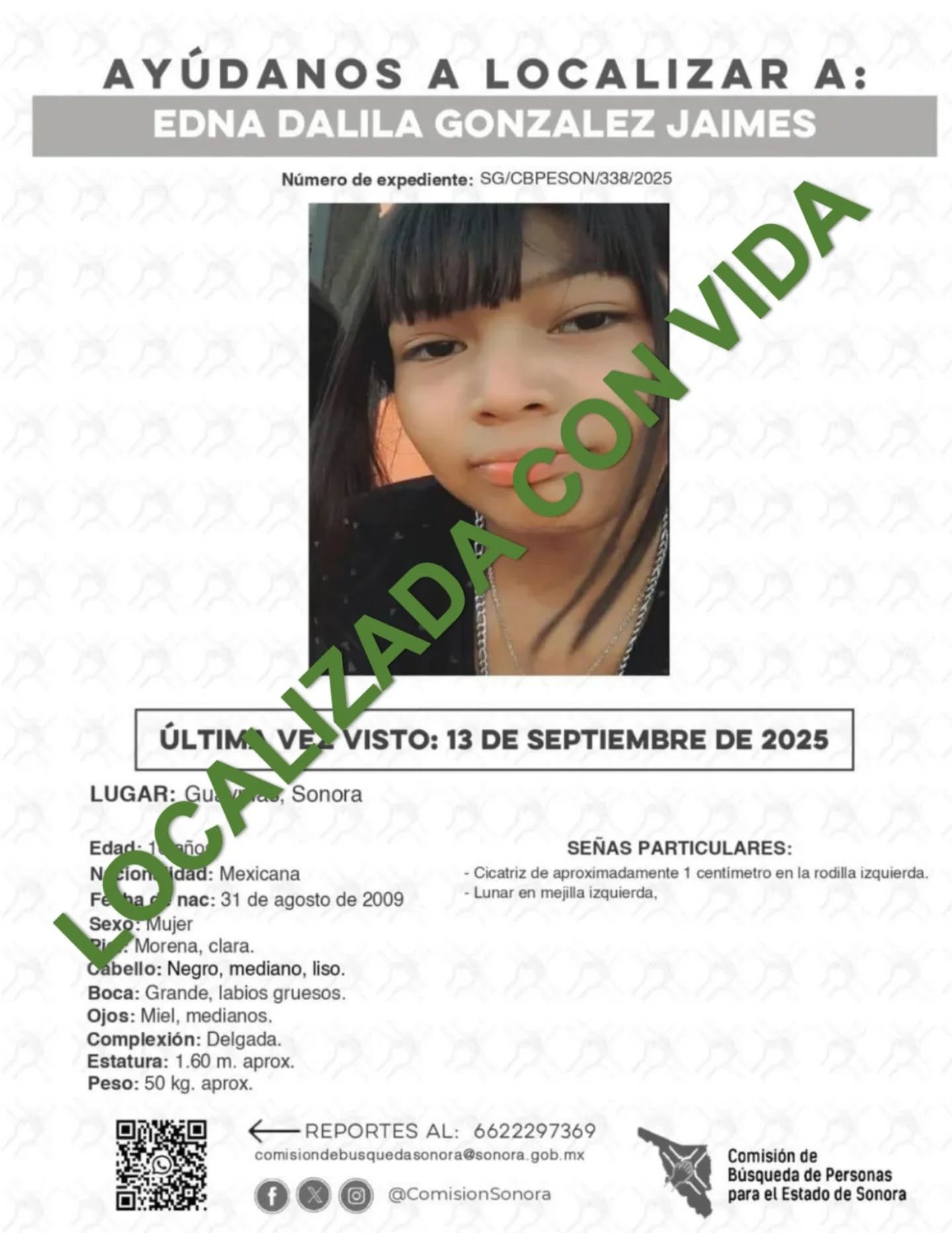 EDNA DALILA GONZALEZ JAIMES - LOCALIZADA CON VIDA