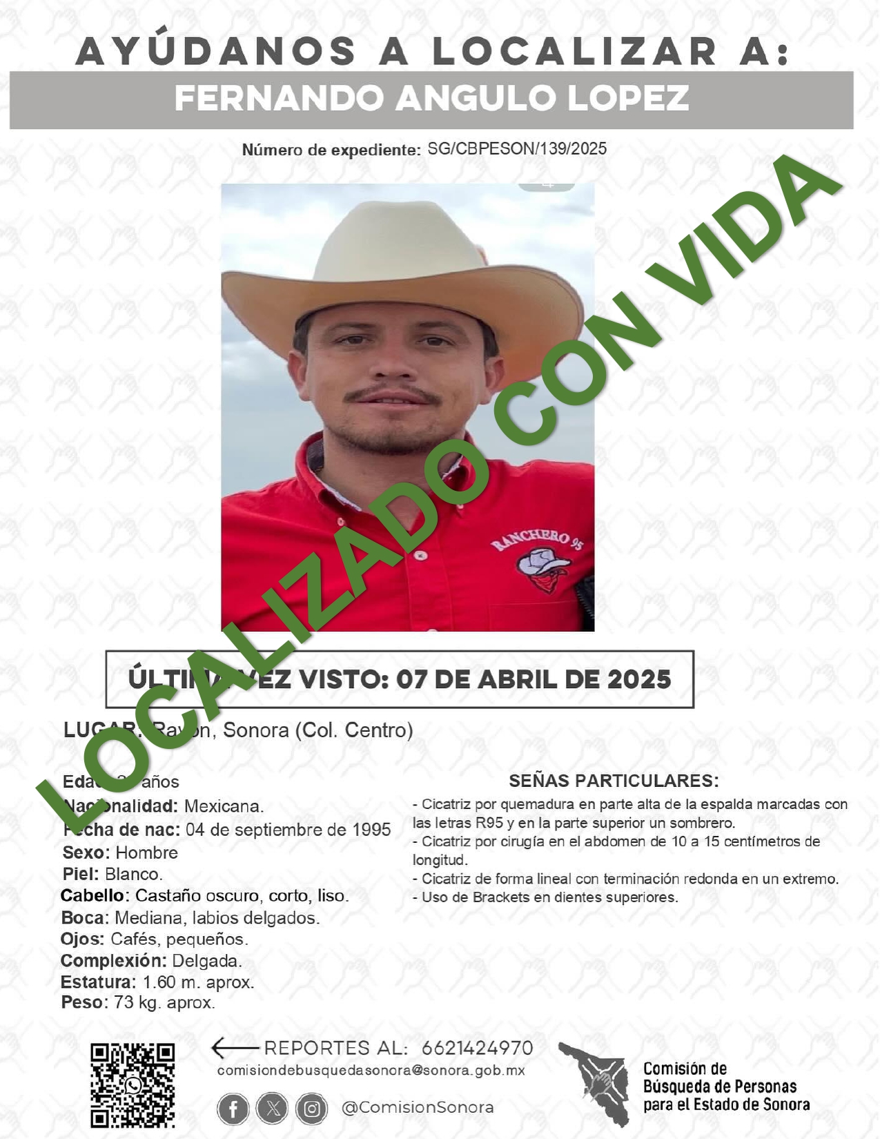 FERNANDO ANGULO LOPEZ - LOCALIZADO CON VIDA