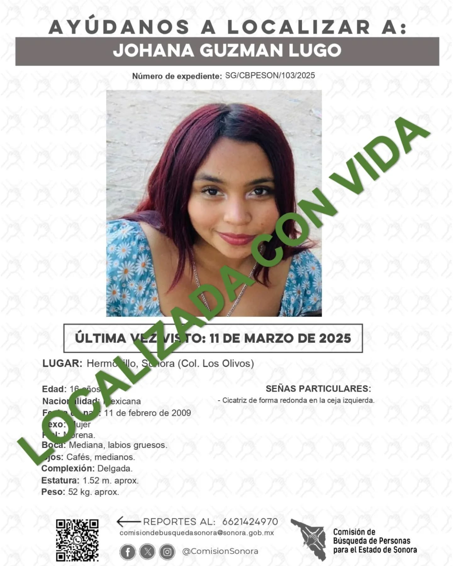 JOHANA GUZMAN LUGO - LOCALIZADA CON VIDA