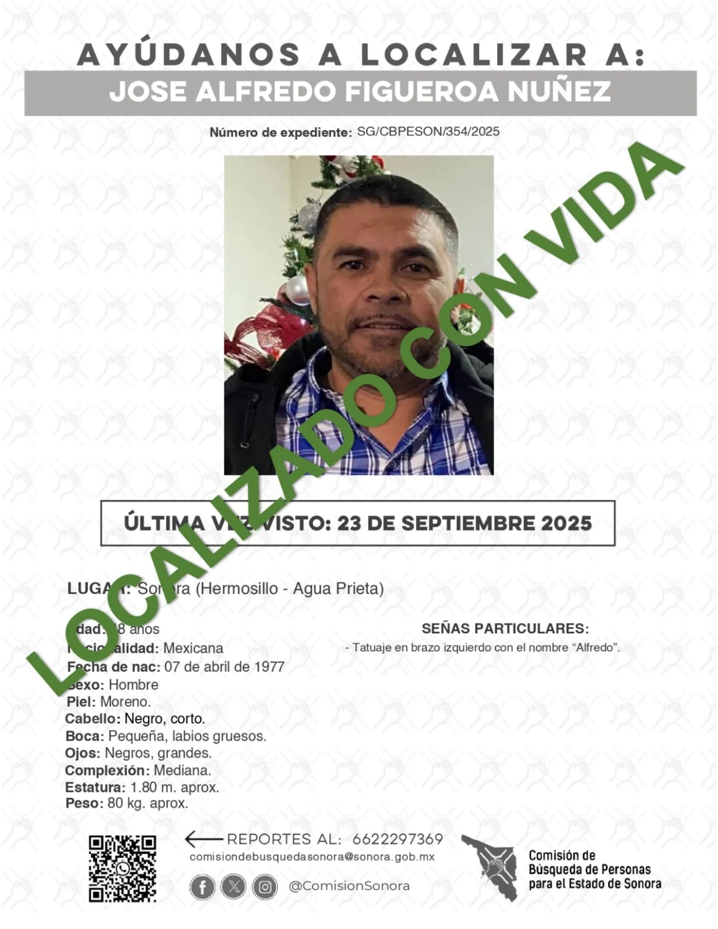 JOSE ALFREDO FIGUEROA NUÑEZ - LOCALIZADO CON VIDA