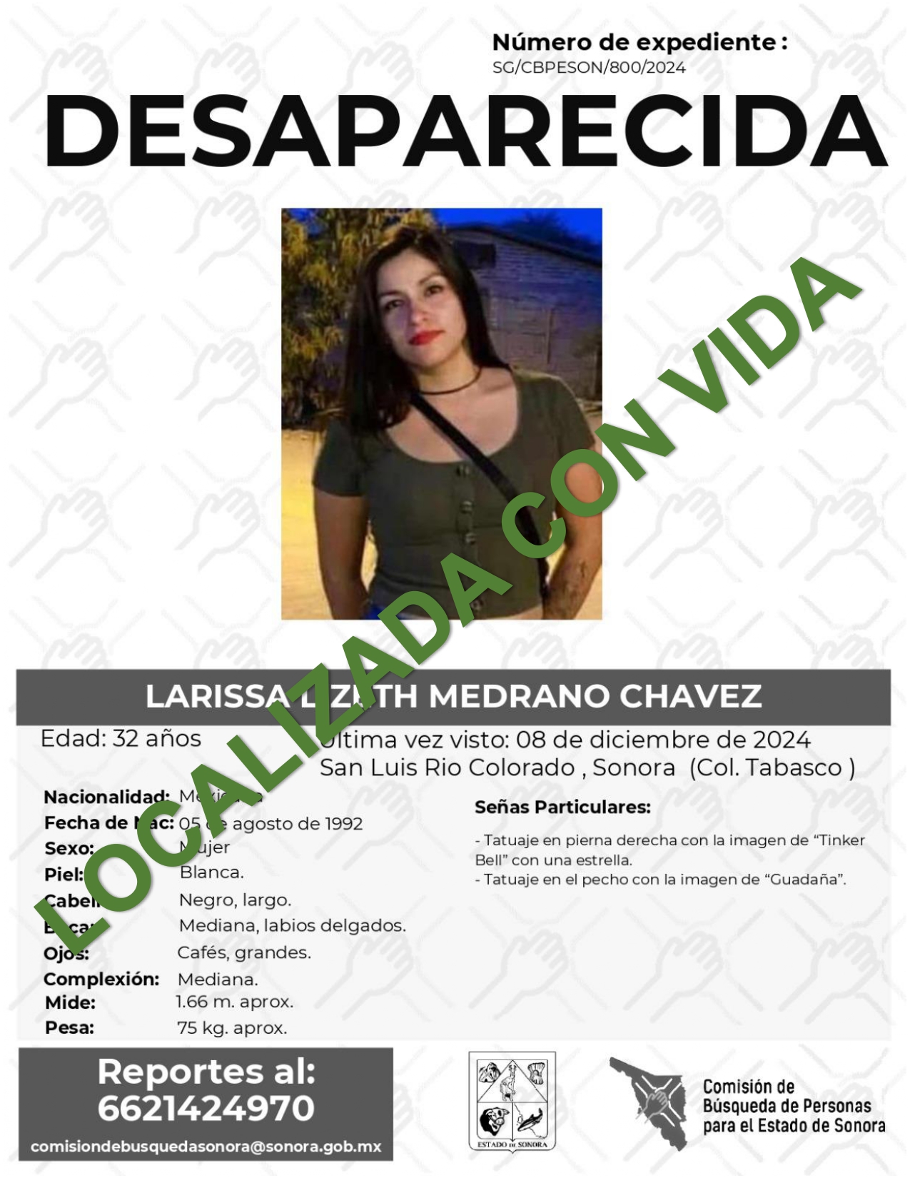 LARISSA LIZETH MEDRANO CHAVEZ - LOCALIZADA CON VIDA