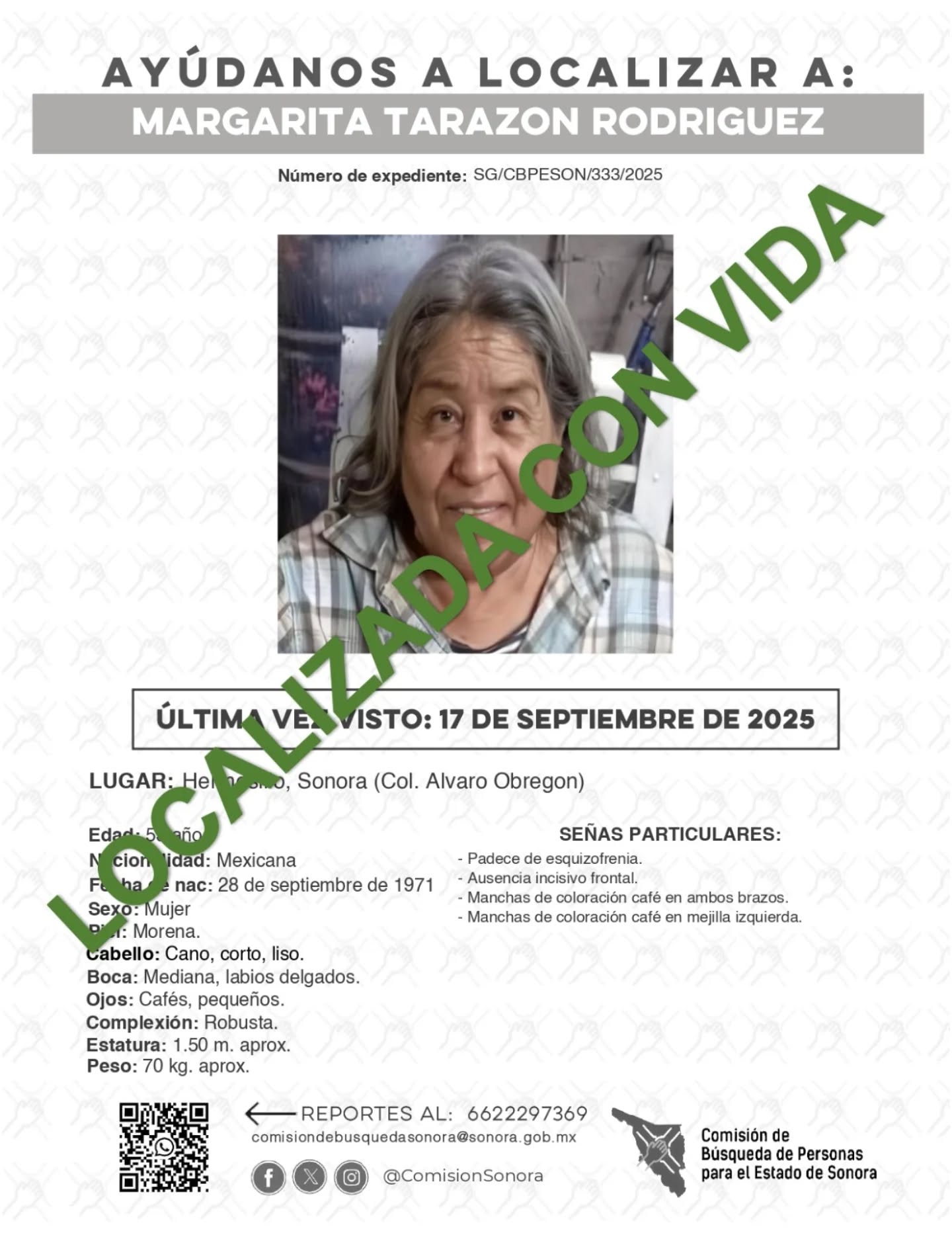 MARGARITA TARAZON RODRIGUEZ - LOCALIZADA CON VIDA
