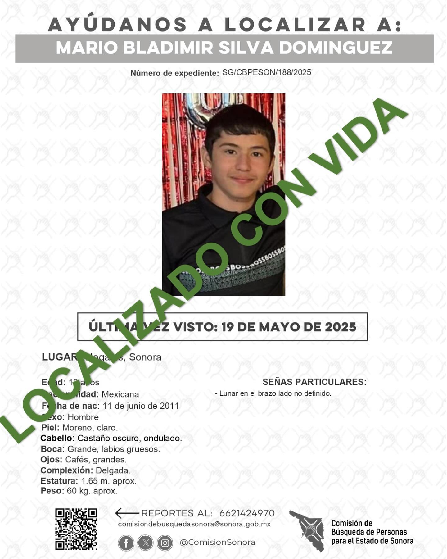 MARIO BLADIMIR SILVA DOMINGUEZ - LOCALIZADO CON VIDA