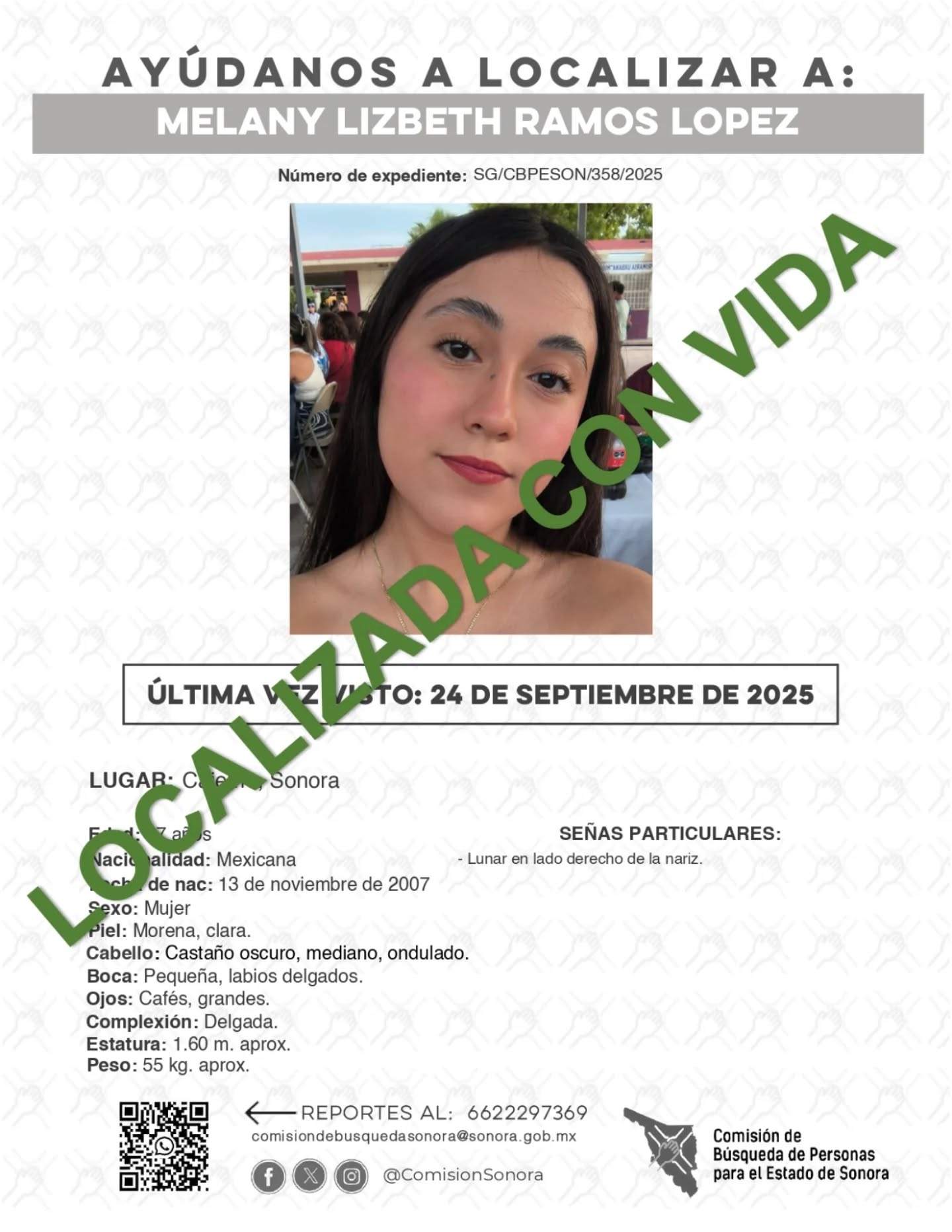 MELANY LIZBETH RAMOS LOPEZ - LOCALIZADA CON VIDA