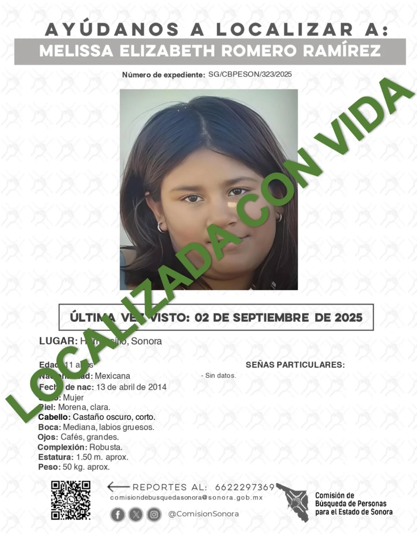 MELISSA ELIZABETH ROMERO RAMÍREZ - LOCALIZADA CON VIDA