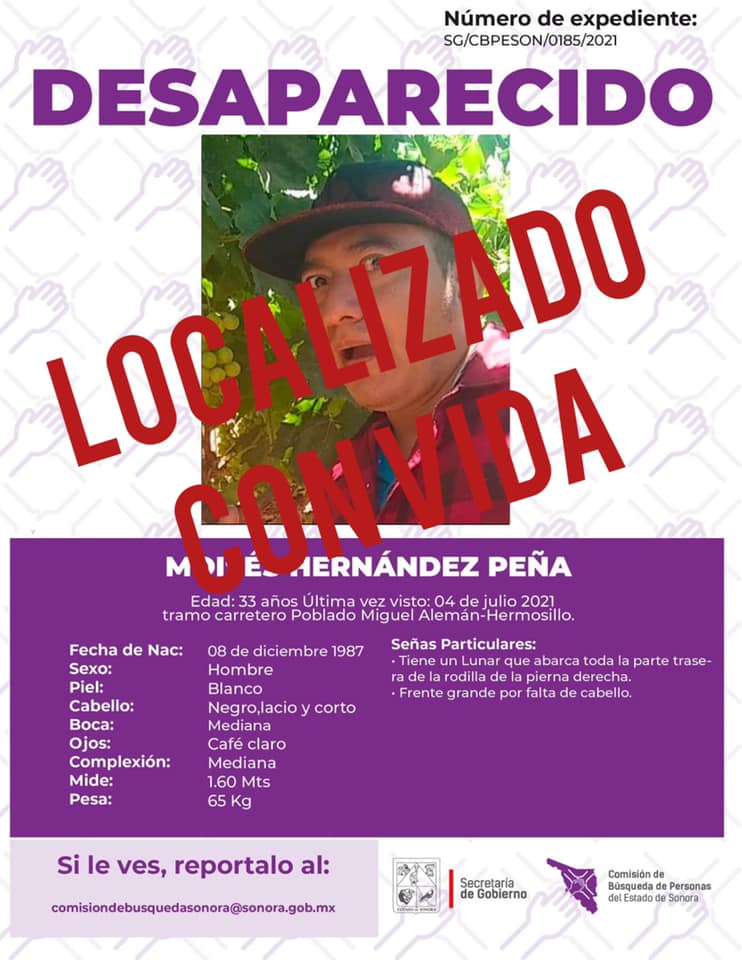 MOISÉS HERNÁNDEZ PEÑA - LOCALIZADO CON VIDA