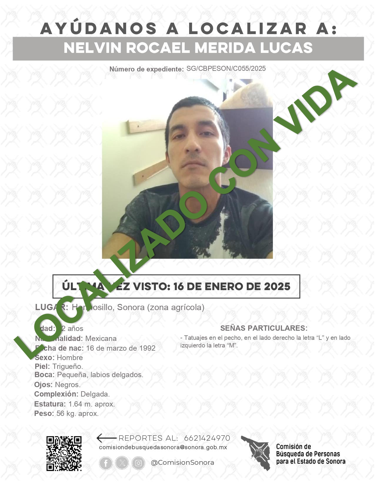 NELVIN ROCAEL MERIDA LUCAS - LOCALIZADO CON VIDA