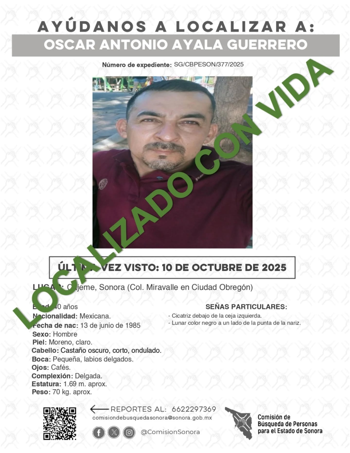 OSCAR ANTONIO AYALA GUERRERO - LOCALIZADO CON VIDA