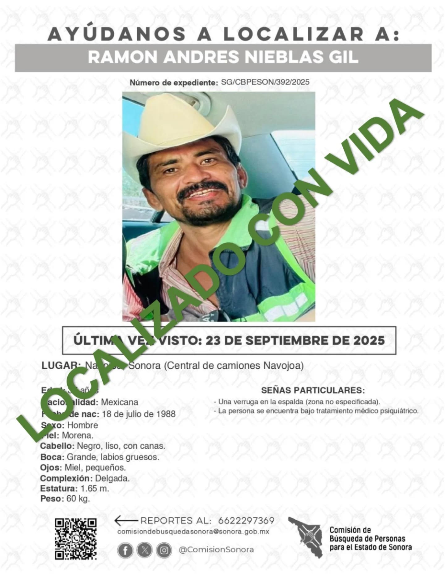 RAMON ANDRES NIEBLAS GIL - LOCALIZADO CON VIDA