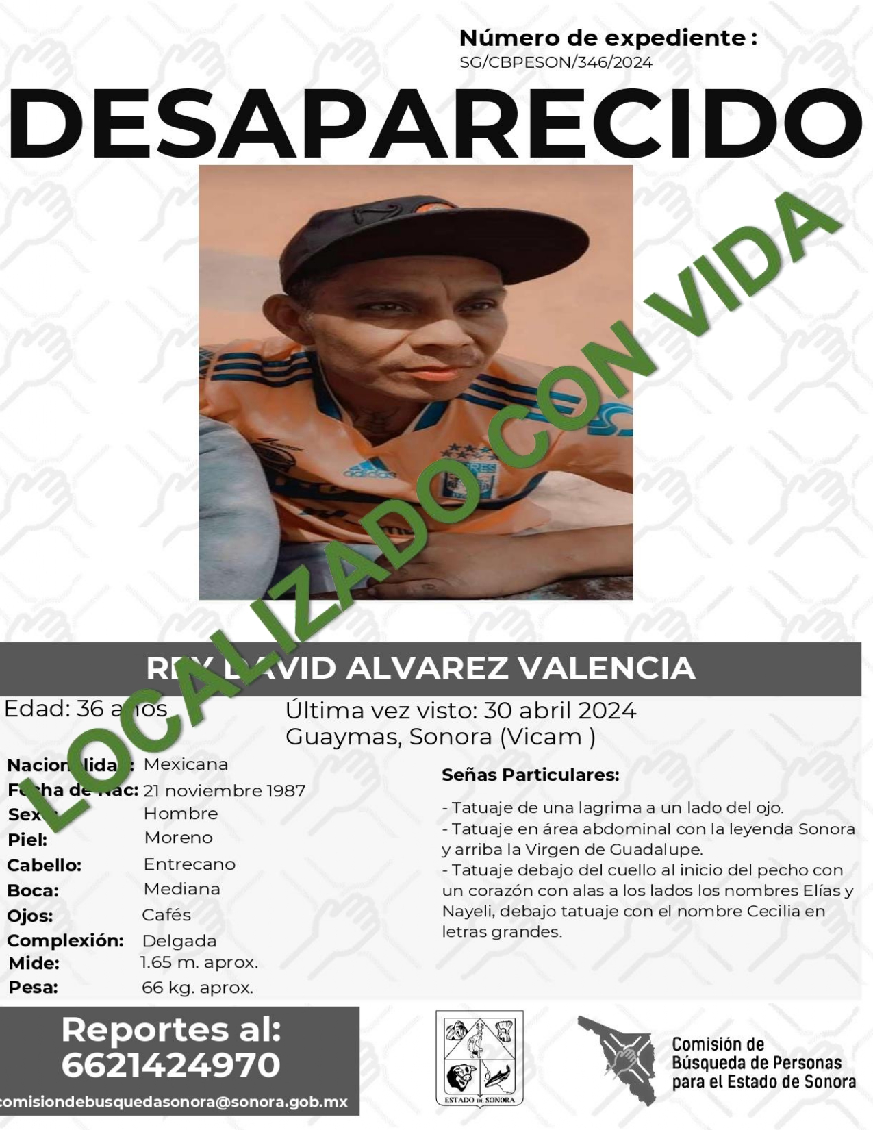 REY DAVID ALVAREZ VALENCIA - LOCALIZADO CON VIDA