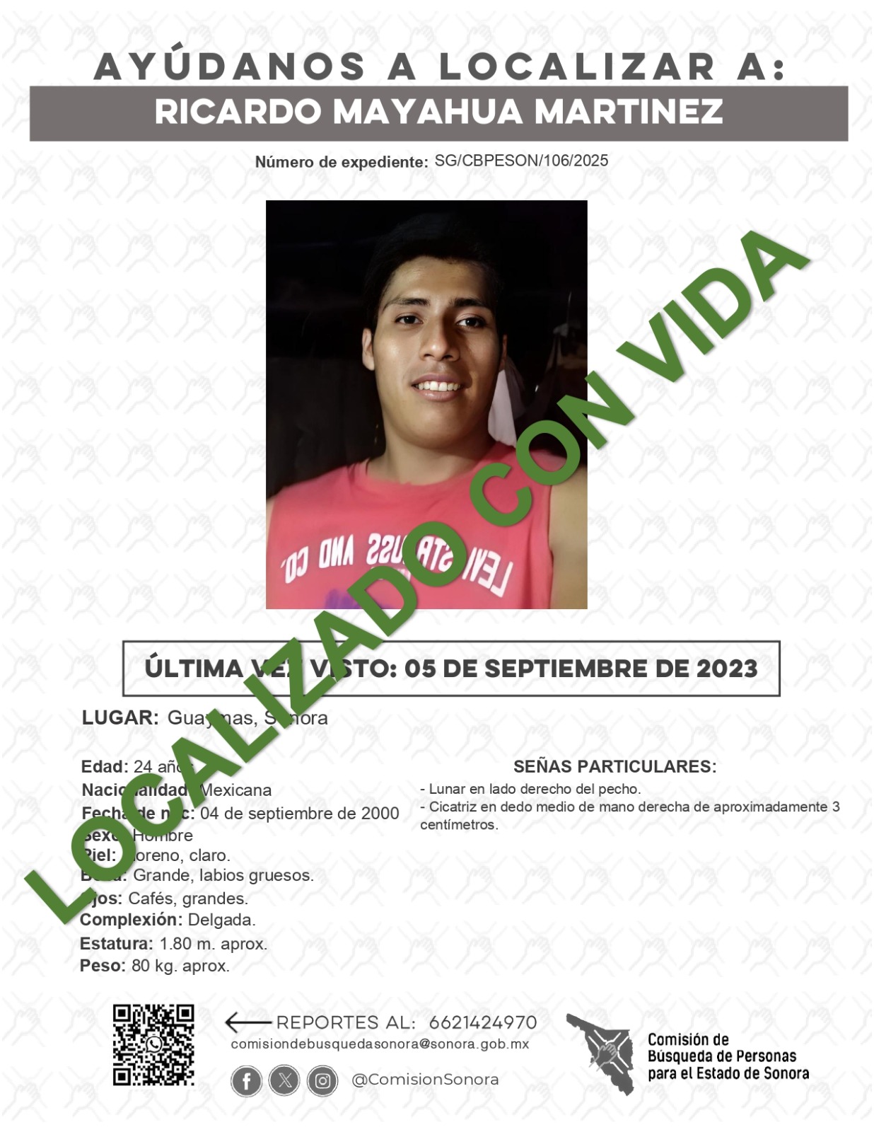 RICARDO MAYAHUA MARTINEZ - LOCALIZADO CON VIDA