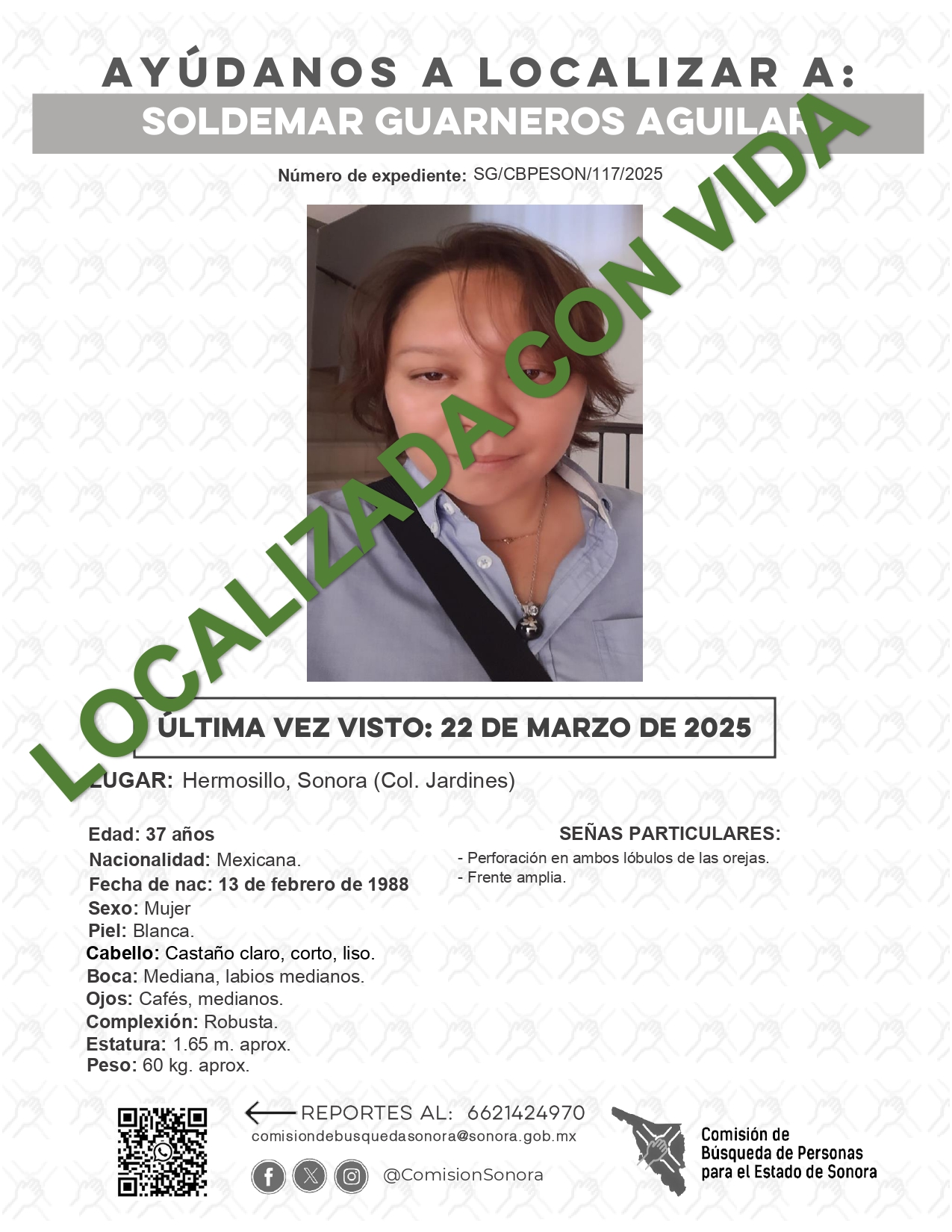 SOLDEMAR GUARNEROS AGUILAR - LOCALIZADA CON VIDA