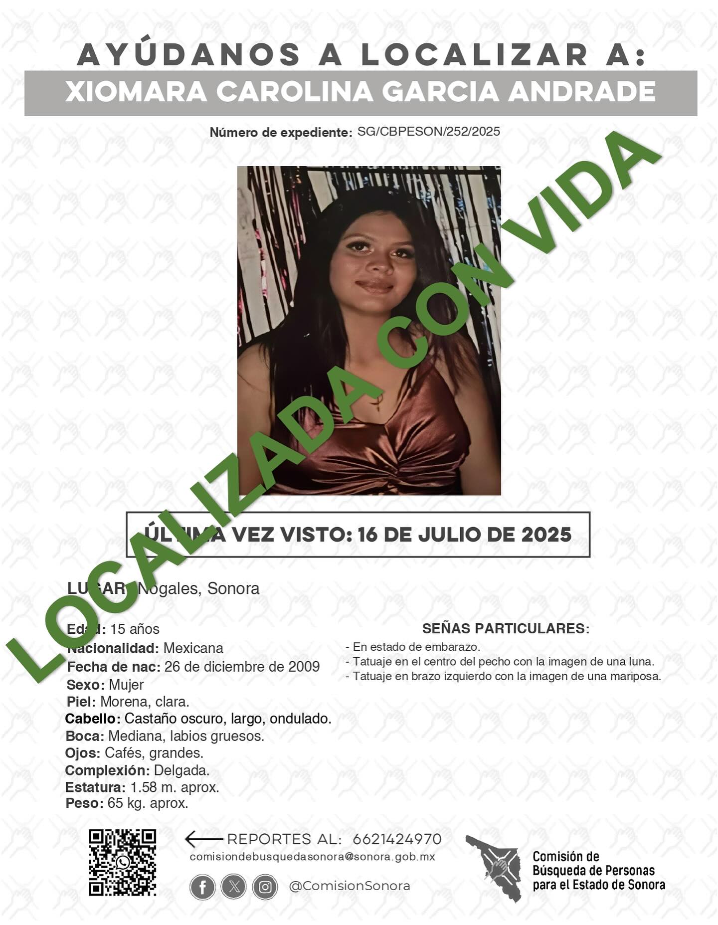 XIOMARA CAROLINA GARCIA ANDRADE - LOCALIZADA CON VIDA