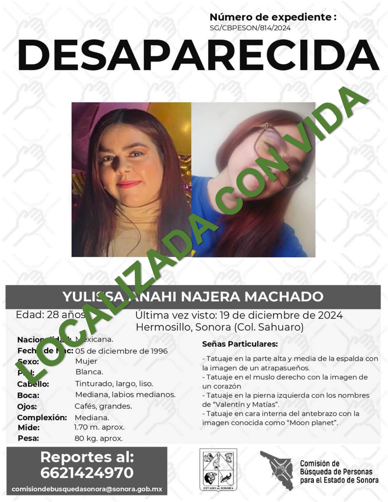 YULISSA ANAHI NAJERA MACHADO - LOCALIZADA CON VIDA